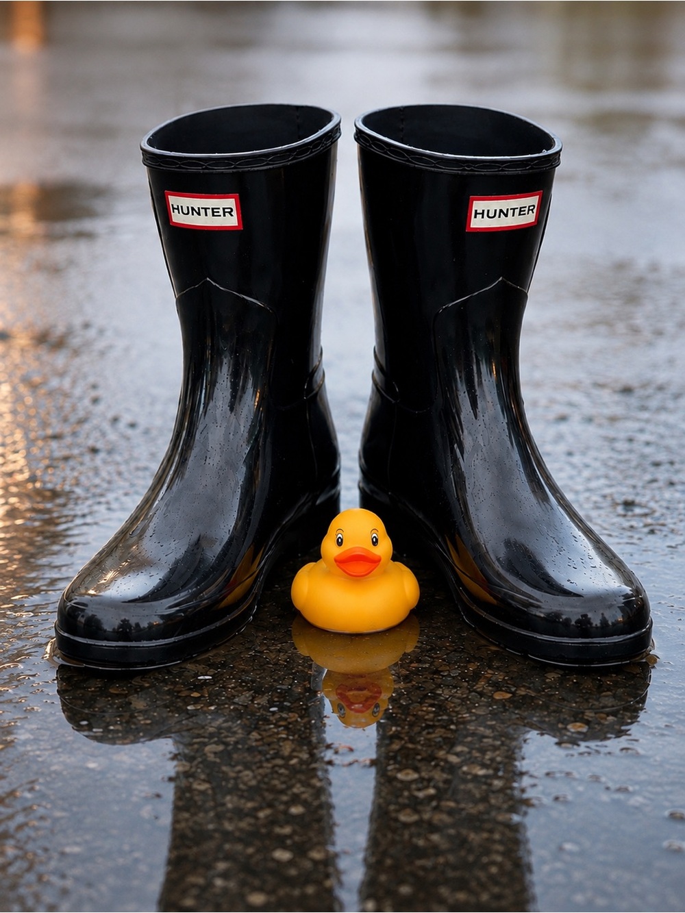 HUNTER Original Short Gloss Rain Boots — Black — NWOT